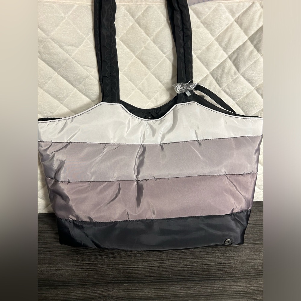 Danskin Black and Gray Stripe Tote Bag